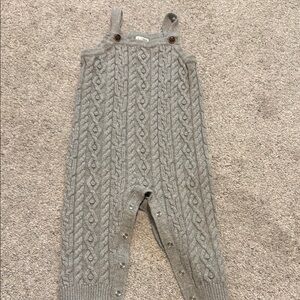 Gray Cable Knit Overalls